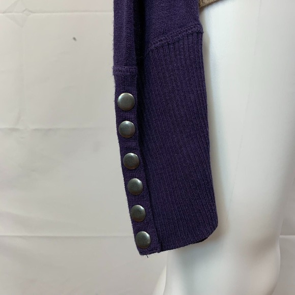 Ruby Moon Sweater Womens Sz L Beige Purple Cowl Neck Buttons Long Sleeve - Picture 5 of 9